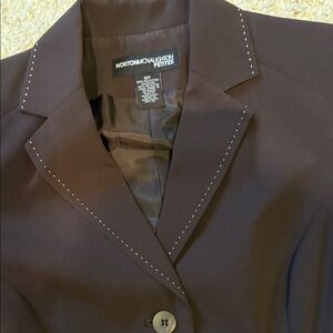 Vintage 90’s Norton McNaughton Dark Brown Blazer and Skirt with Stitch Detail